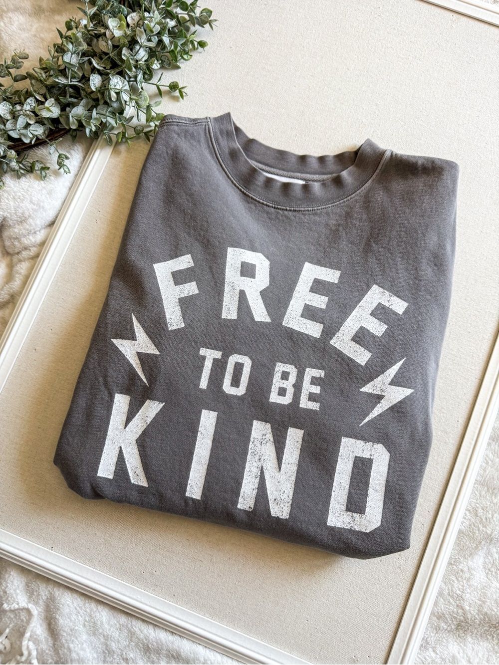 Girl Dangerous Grey Crewneck Free to Be Kind Size Small
